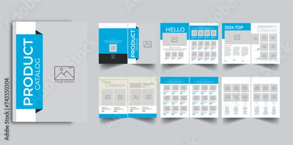 Fototapeta Product Catalog design layout template with cover page  design