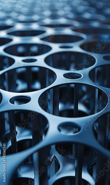 Fototapeta Interconnected blue cellular pattern with a modern twist.