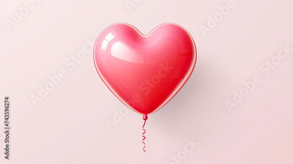 Fototapeta Heart Shaped Balloon Floating on Pink Background