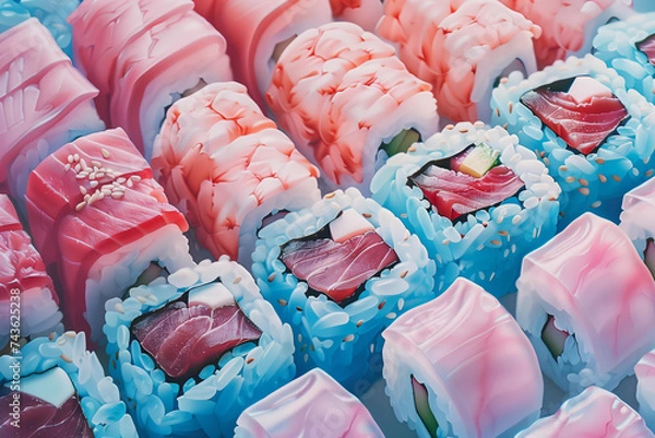 Obraz sushi rolls pattern illustration