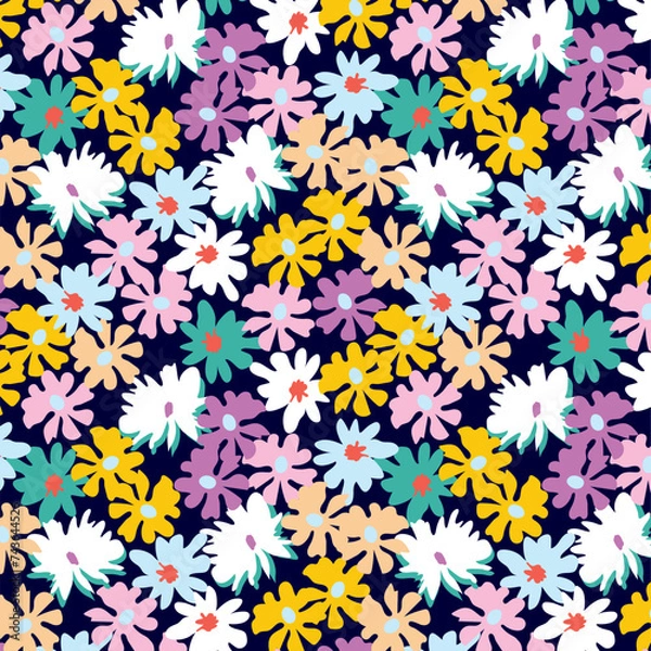 Obraz Colorful spring all over flowers pattern
