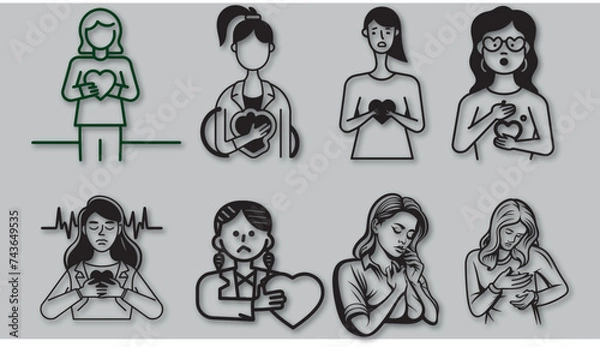 Obraz vector woman having a heart problem design