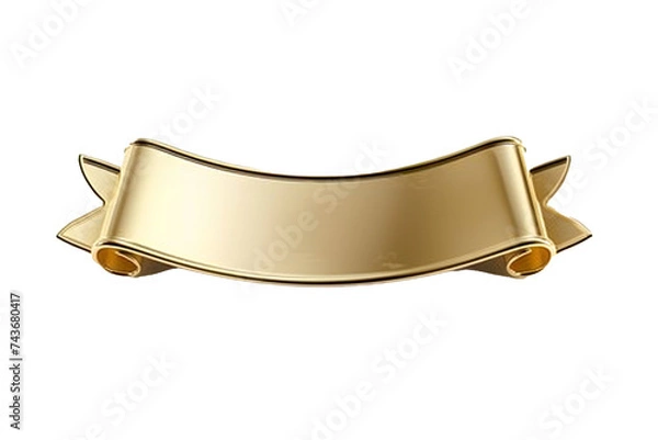 Obraz Empty golden banner isolated on transparent background Generative Ai