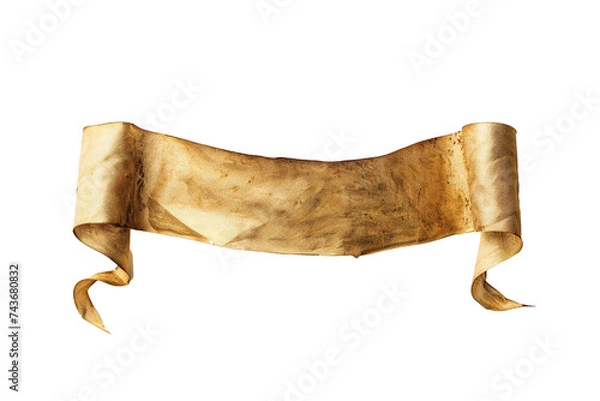 Obraz Empty golden banner isolated on transparent background Generative Ai