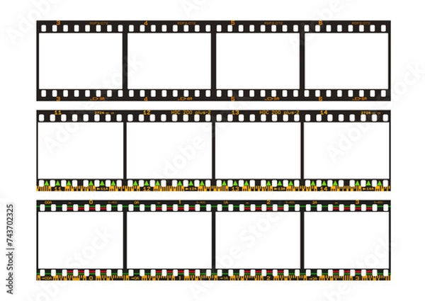 Obraz Vector pack of photographic analog films borders with barcodes (version 2)