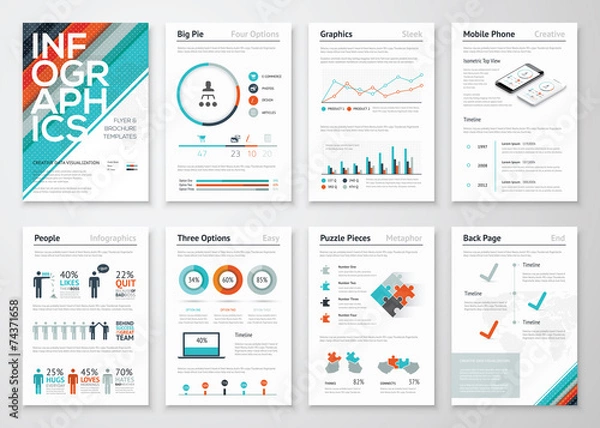 Fototapeta Infographic flyer and brochure elements for data visualization