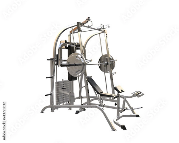 Fototapeta Gym equipment isolated on background. 3d rendering - illustration