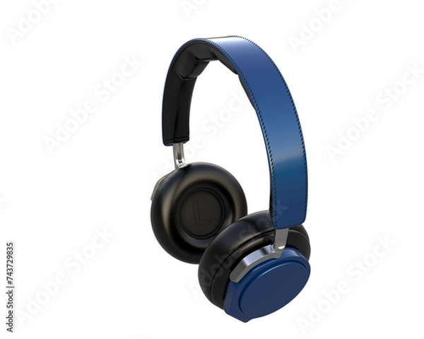 Fototapeta Headphones isolated on background. 3d rendering - illustration