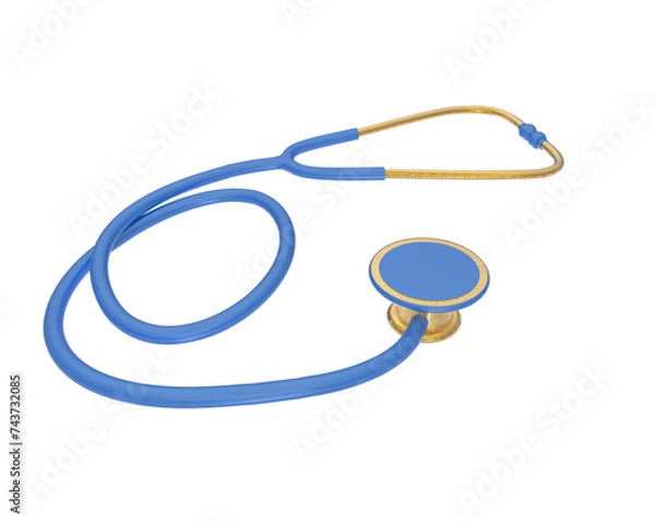 Fototapeta Stethoscope isolated on background. 3d rendering - illustration