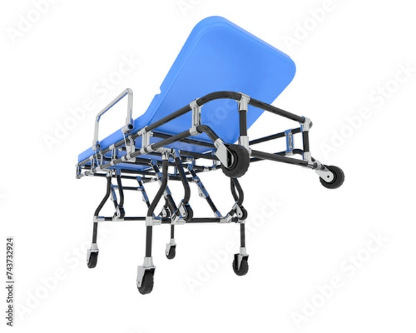 Fototapeta Hospital bed isolated on background. 3d rendering - illustration
