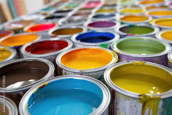 Obraz Botes de pintura sobre fondo de color
