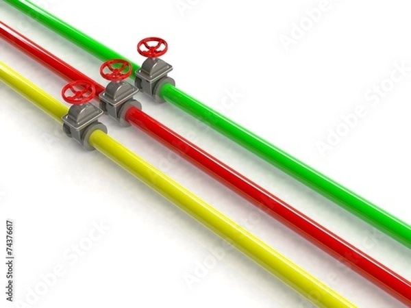 Fototapeta 3d pipelines on white background