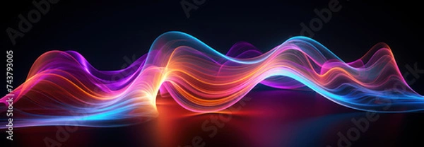 Fototapeta Colorful abstract 3D waves of fluid neon liquid
