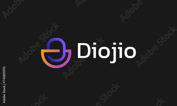 Fototapeta Modern DJ logo design vector template