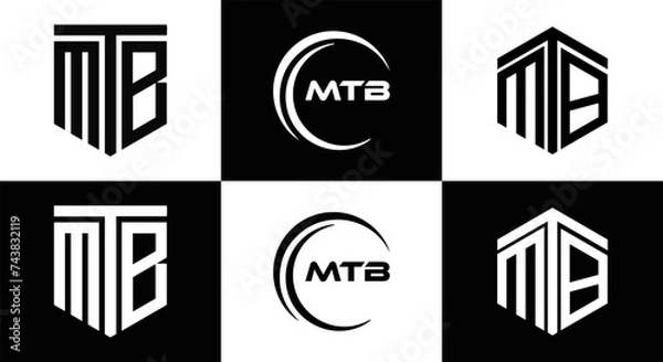 Fototapeta MTB logo. M T B design. White MTB letter. MTB, M T B letter logo design. Initial letter MTB linked circle uppercase monogram logo. M T B letter logo vector design. top logo, Most Recent, Featured,