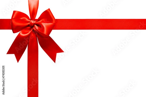 Obraz Big red holiday bow on white background
