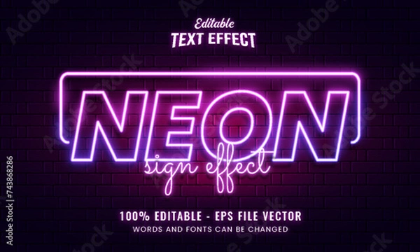 Fototapeta neon light sign editable vector text effect	