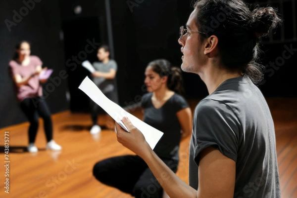 Fototapeta Rehearsing Theater Script