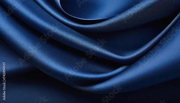 Fototapeta Abstract dark background. Silk satin fabric. Navy blue color. Elegant background with space 