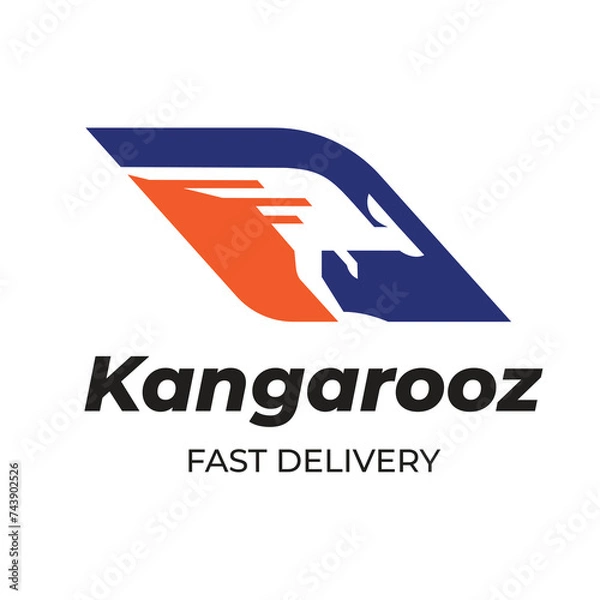 Fototapeta Kangaroo Fast Delivery logo vector