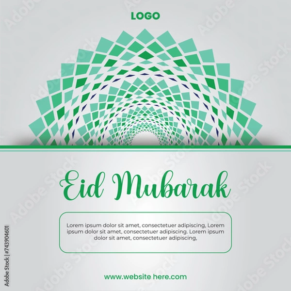Obraz Green pattern islamic eid mubarak vector post design