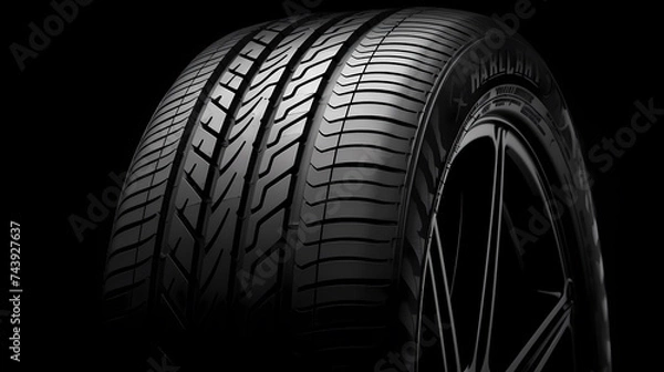 Obraz Car tires on black background