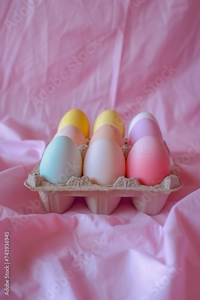 Obraz Pink eggs in carton