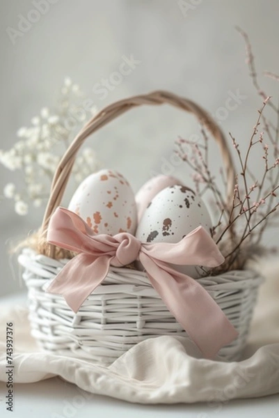 Obraz Easter basket with eggs