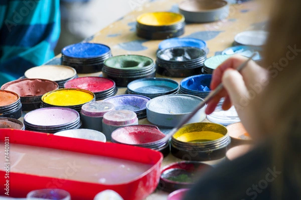 Obraz Farbtöpfe beim Kinderschminken