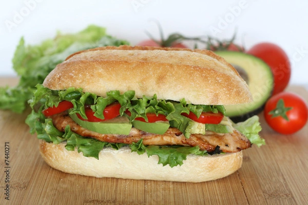 Fototapeta Sandwich - Grilled Chicken Breast