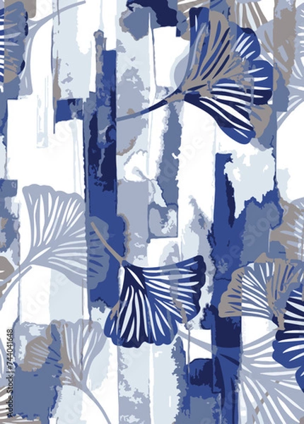 Obraz  Watercolor Stripe Decorative leaves