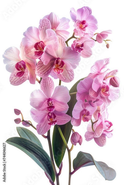 Fototapeta Pink orchids isolated on transparent background.  Close-up.