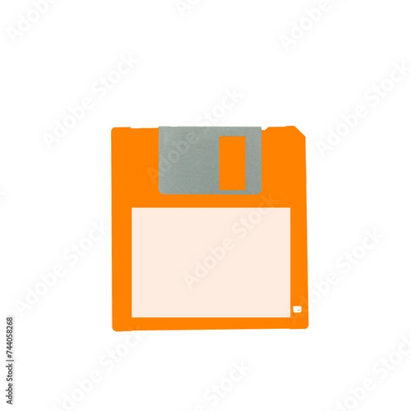 Fototapeta Old orange diskette on a transparent background