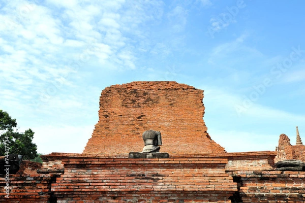 Obraz Buddha and bricks wall