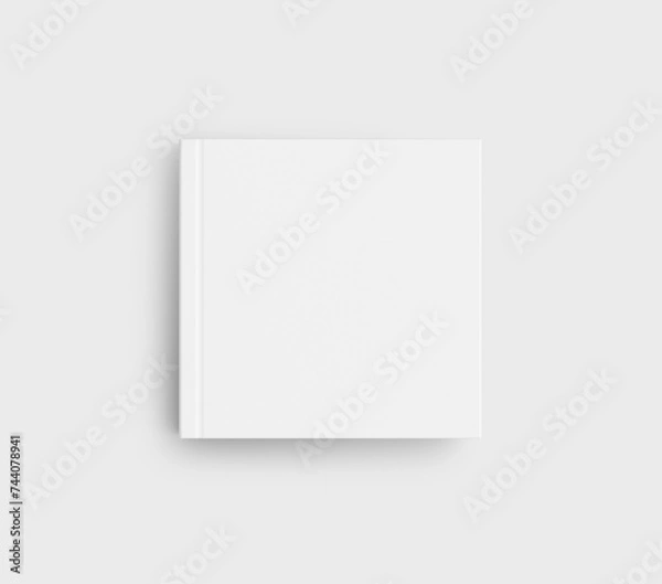 Obraz Blank white square book template on grey background
