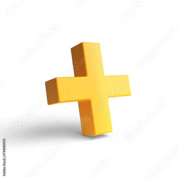 Obraz Yellow plus sign icon isolated on white background