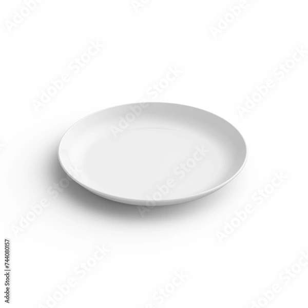 Obraz Empty round white dinner plate isolated on white background