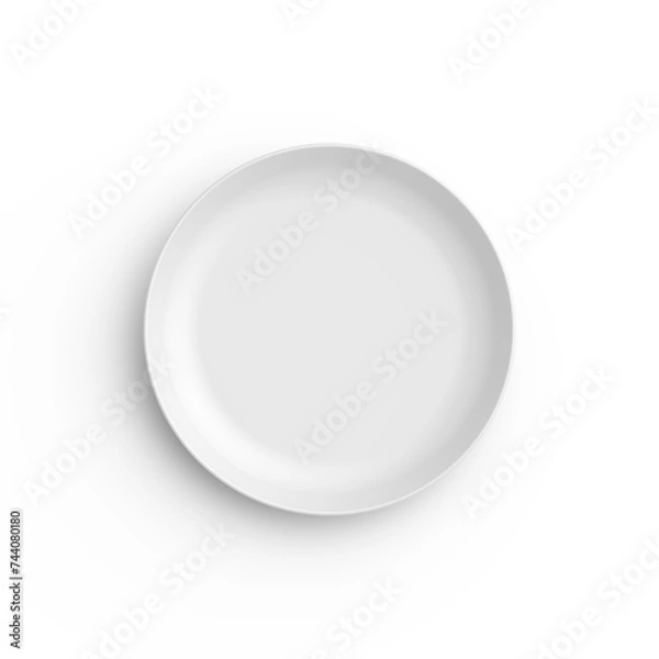 Obraz Empty round white dinner plate isolated on white background