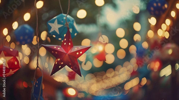 Fototapeta A Night of Hopeful Whispers: A Cinematic Shot of Individuals Wishing for a Brighter Future Under a Sky of Fireworks, Generative AI