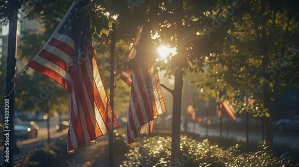 Obraz Where History Meets Celebration: A Cinematic Shot of Traditional 4th of July Decor, Generative AI