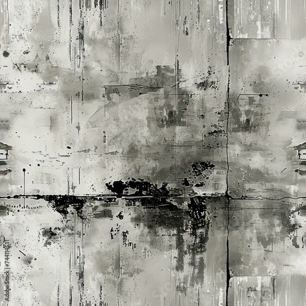 Fototapeta Seamless abstract grey vintage paint peel off texture pattern background