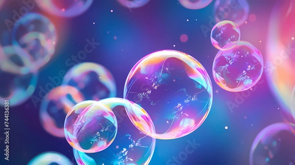 Fototapeta Massive soap bubbles float in the air, creating a mesmerizing dynamic scene