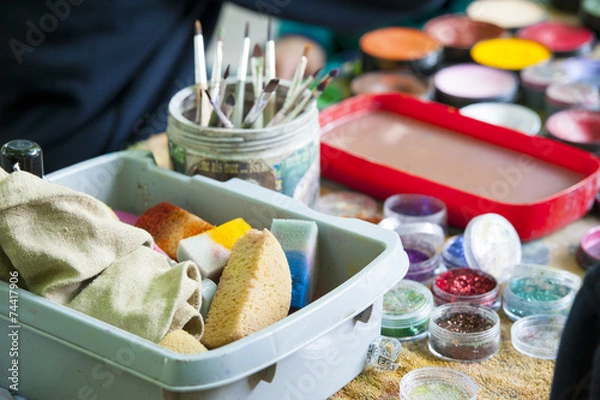 Obraz Farbtöpfe beim Kinderschminken