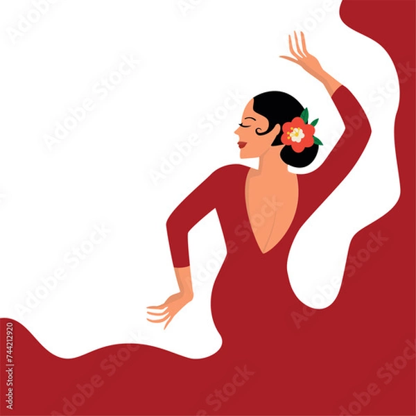 Fototapeta Isolated typical spanish flamenco dancer Vector