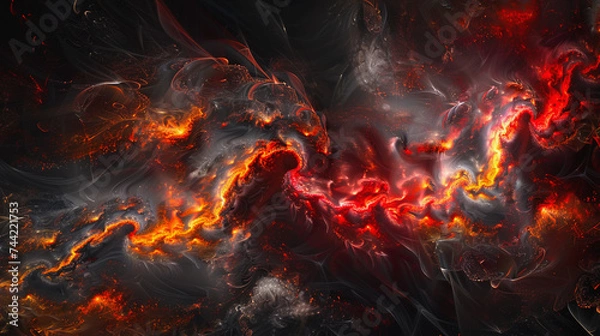 Fototapeta Abstract dark flame background, glowing space, heat temperature