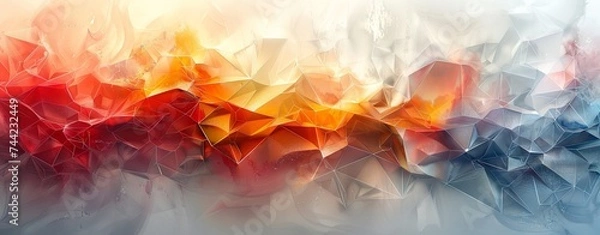 Fototapeta abstract colorful background with triangles and triangles, in the style of molecular structures, light gray and light crimson, white background. Generative AI