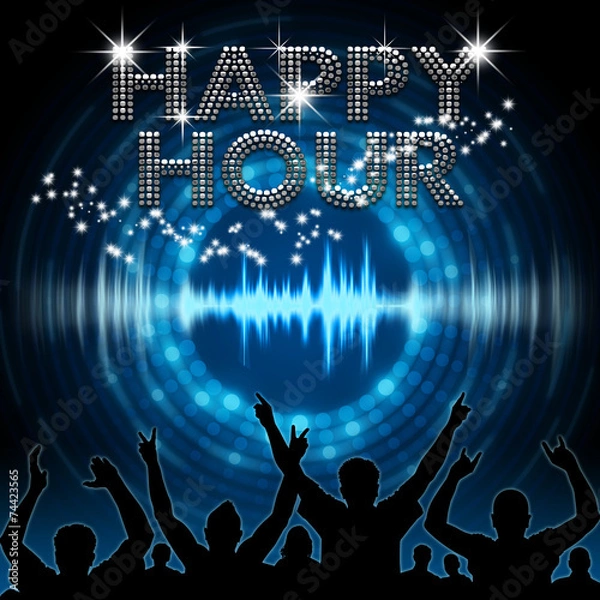 Obraz Happy Hour poster blue graphic digital sound