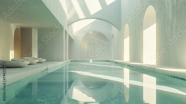 Fototapeta Soft Light Indoor Liminal Space Pool