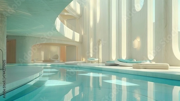 Fototapeta Soft Light Indoor Liminal Space Pool