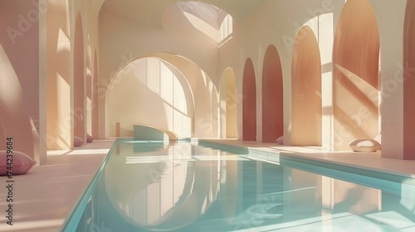 Fototapeta Soft Light Indoor Liminal Space Pool